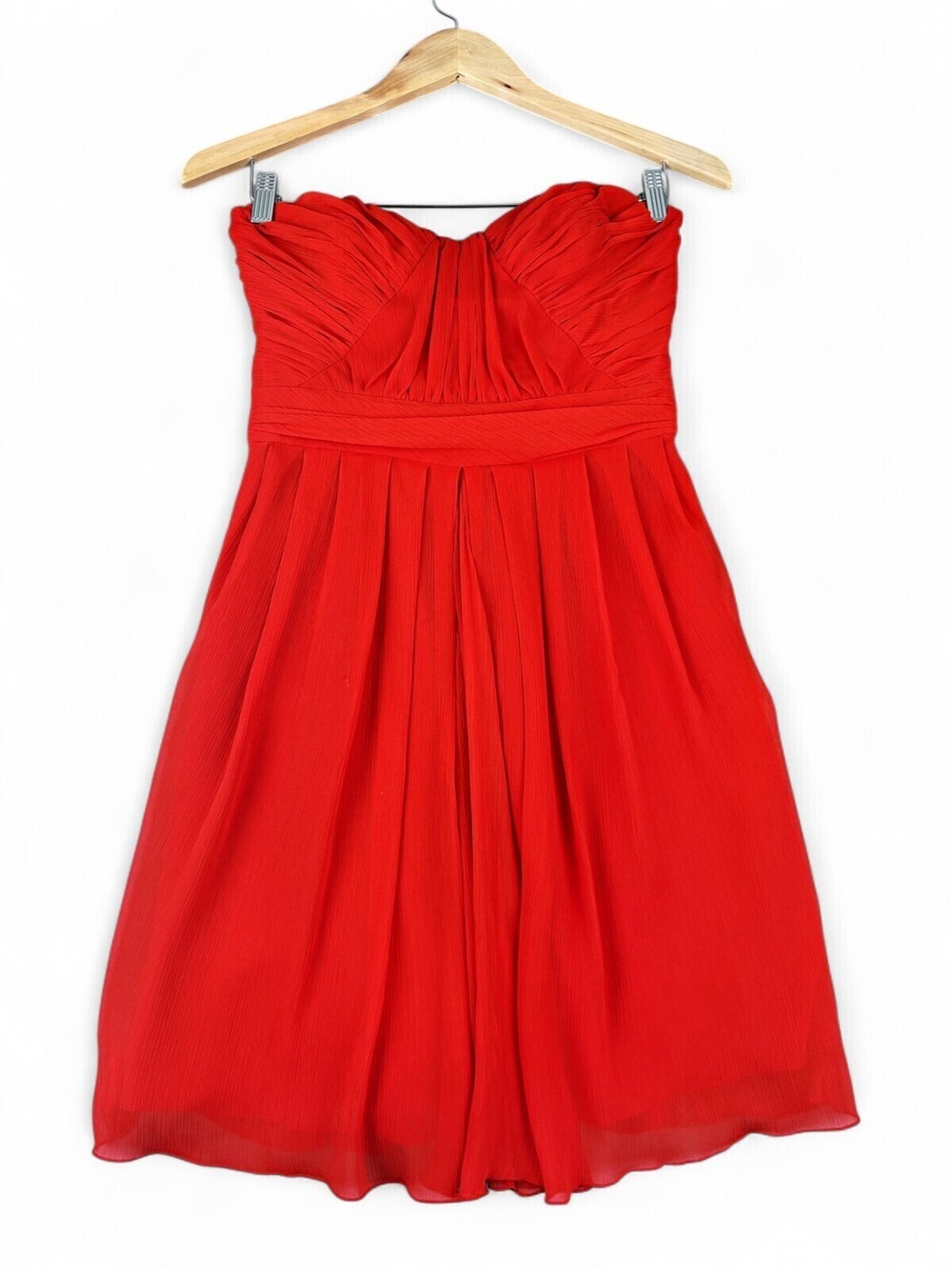 Badgley Mischka Strapless Red Pleated Cocktail Dress Women Size 4 Sweetheart